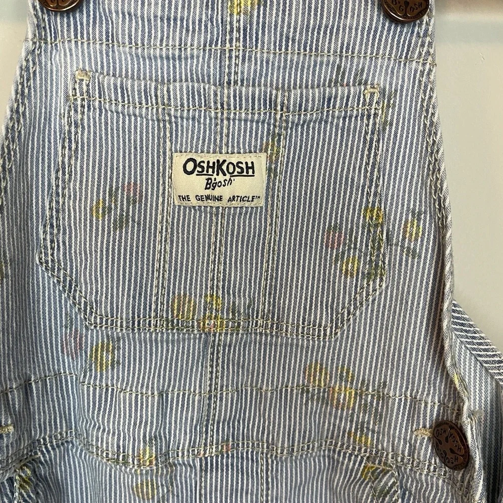 Oshkosh B'gosh‎ 2T Denim Jean Girls Floral Flower Bib Overalls